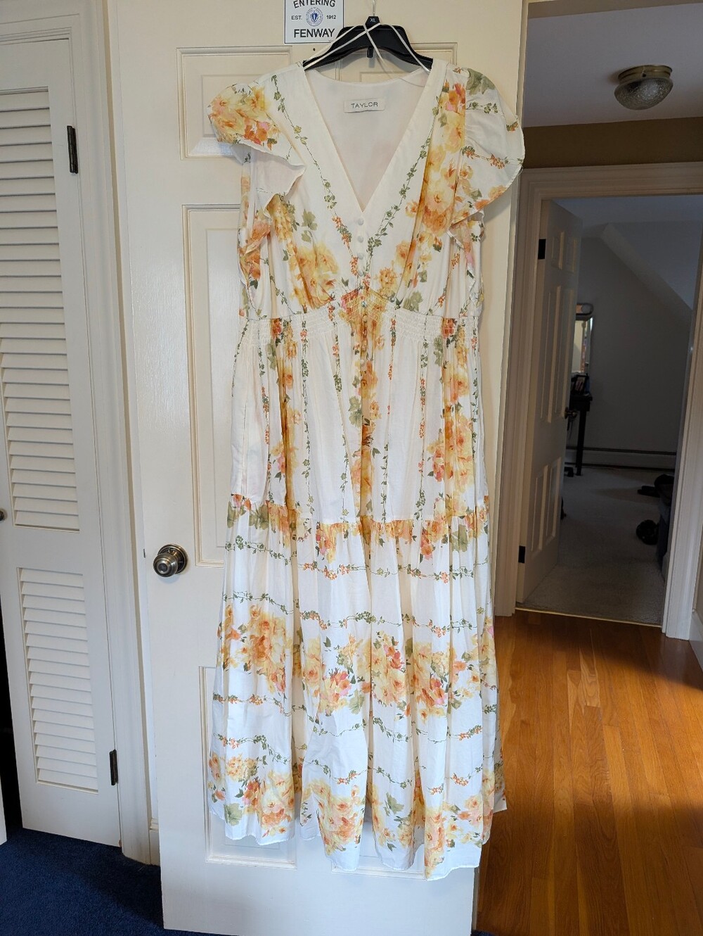 Taylor Cream Maxi Dress with Yellow Floral Print